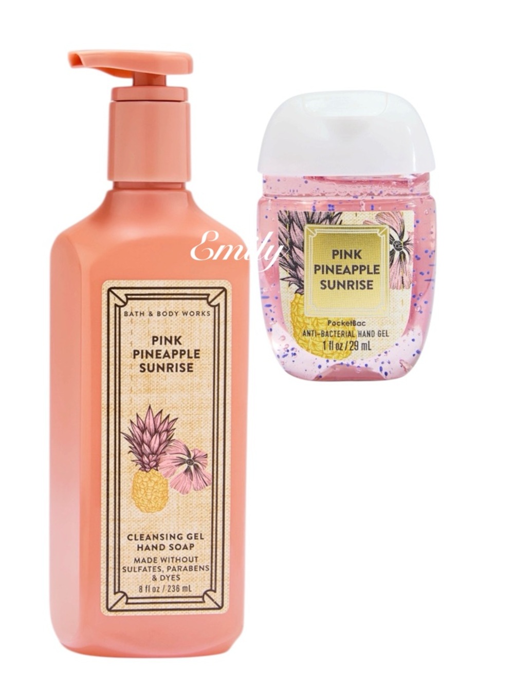 BBW Pink Pineapple Sunrise Cleansing Gel Hand Soap + PocketBac Sanitizer